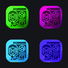 Analysis four color glass button icon