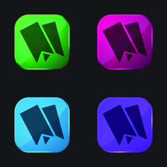 Bookmarks four color glass button icon