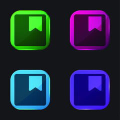 Bookmark four color glass button icon