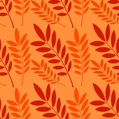 stylized leaves of the ash - graphics. Fabulous plant world. Surreal. Design elements