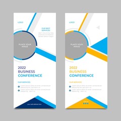 Business Roll Up banner and Standee Design social media Banner Template. Vertical corporate Banner Design Signboard Advertising Brochure, poster and Flyer Template Vector X-banner with nice background