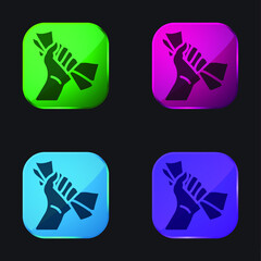 Betting four color glass button icon