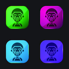 Boy four color glass button icon