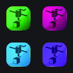 Obraz premium 3d Printer Tool Working four color glass button icon