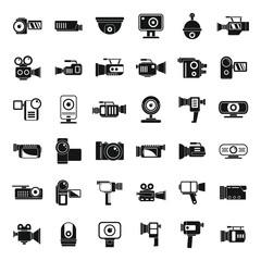 Digital camcorder icons set, simple style