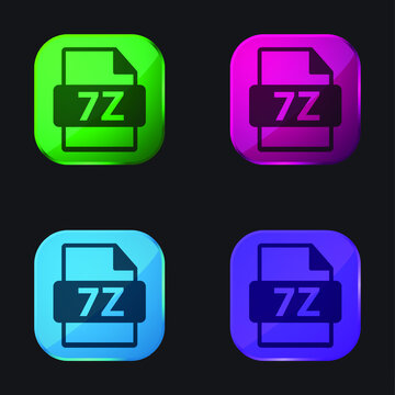 7z File Format Variant four color glass button icon