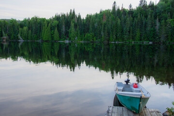 Beautiful and wild fishing lake in the province of Quebec, Canada
