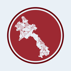 Laos icon. Trendy tech logo of the country. Geometric mesh round design. Technology, internet, network, telecommunication concept. Vector illustration.