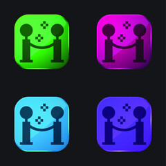 Barrier four color glass button icon