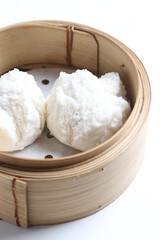 steamed fresh char siew bao marinated pork meat Chinese bun in bamboo basket dim sum menu