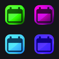 Agenda four color glass button icon