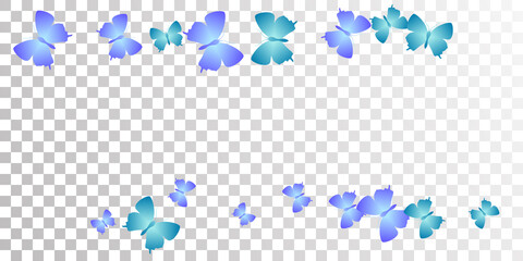 Magic blue butterflies cartoon vector wallpaper. Spring ornate moths. Decorative butterflies cartoon dreamy illustration. Delicate wings insects graphic design. Tropical creatures.