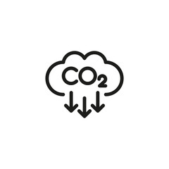 The icon of carbon dioxide. CO2. Carbon dioxide emissions. Simple linear vector illustration on a white background. - obrazy, fototapety, plakaty