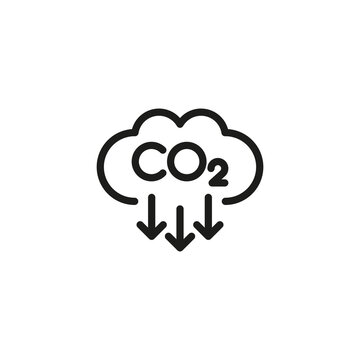 The icon of carbon dioxide. CO2. Carbon dioxide emissions. Simple linear vector illustration on a white background.