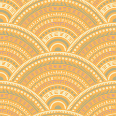 Ethnic circle shapes seamless geometric pattern.
