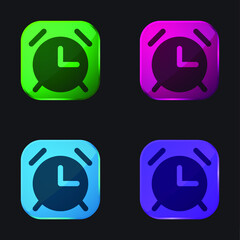 Alarm Clock four color glass button icon