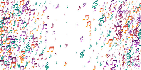 Music notes flying vector wallpaper. Melody