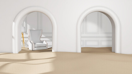 Room interior with Wall Background. 3D rendering ,3D illustration	
