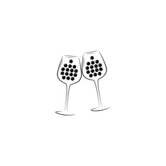Wine glasses symbol. Two wineglasses
