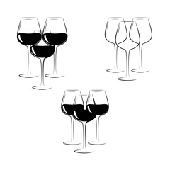 Wine glasses symbol. 3 wineglasses