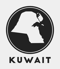 Kuwait icon. Round logo with country map and title. Stylish Kuwait badge with map. Vector illustration.