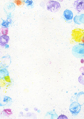 colourful funny border with ink soap bubbles and splash