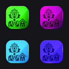 Architect four color glass button icon