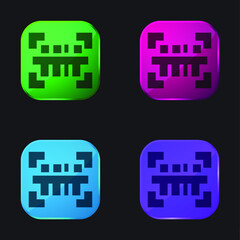 Barcode four color glass button icon