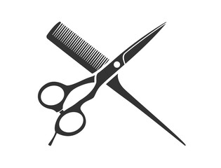 Crossed comb and scissors icon for hair care salon (part 2)