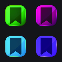 Bookmark four color glass button icon
