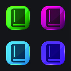 Book four color glass button icon