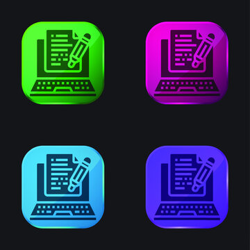 Blog four color glass button icon