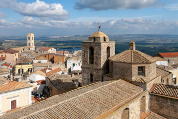 Miglionico, Matera. Veduta aerea del borgo dal campanile della Chiesa di Santa Maria Maggiore
