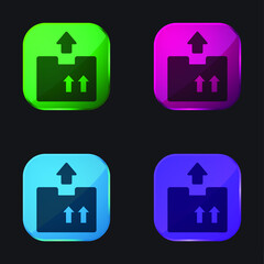 Box four color glass button icon