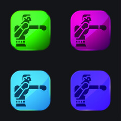 Boxing four color glass button icon