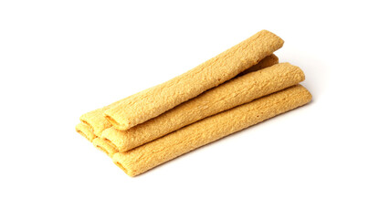 bamboo cookie isolated on white background. crispy sticks