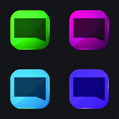 Black Chat Bubble four color glass button icon