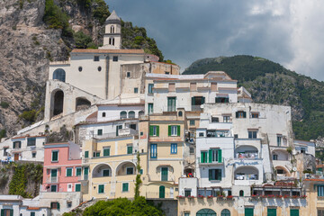 Amalfi, Salerno.. Panorama della città con la Chiesa di Maria Santissima Annunziata
