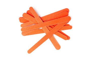 set of cosmetic nail files isolated on white. emery boards used in manicure and pedicure