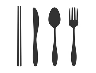 Chopsticks, knife, spoon and fork