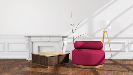 Room interior with Wall Background. 3D rendering ,3D illustration	
