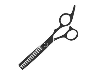 Random haircut scissors icon on black