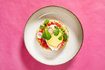 sandwich with salmon and herbs