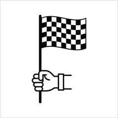 Race flag icon. Competition sport flag line vector icon. Racing flag. Start finish. on white background. color editable