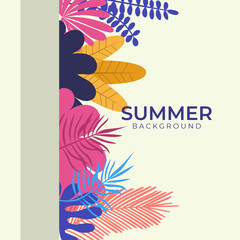 Trendy summer colorful abstract square art templates with floral tree and geometric elements. Suitable for social media posts, mobile apps, banners design and web, internet ads. Fashion backgrounds