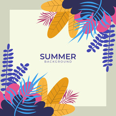 Fototapeta na wymiar Trendy summer colorful abstract square art templates with floral tree and geometric elements. Suitable for social media posts, mobile apps, banners design and web, internet ads. Fashion backgrounds
