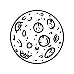 Cute cartoon moon doodle image. Meteor logo. Media highlights graphic icon