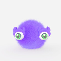 Fototapeta premium Cartoon monster with Wall Background. 3D illustration, 3D rendering 