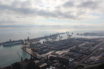 Barcelona harbor aerial view