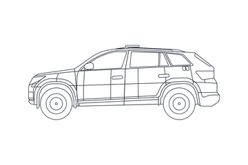 Fototapeta premium Ambulance Emergency Vehicle in Line. Modern Flat Style Vector Illustration. Social Media Template.